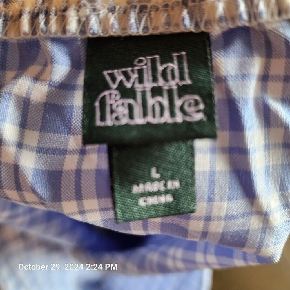 Wild Fable Women's Blue Check Elastic Waist Unlined Tie Wrap Skirt Size L NWT - Picture 8 of 9